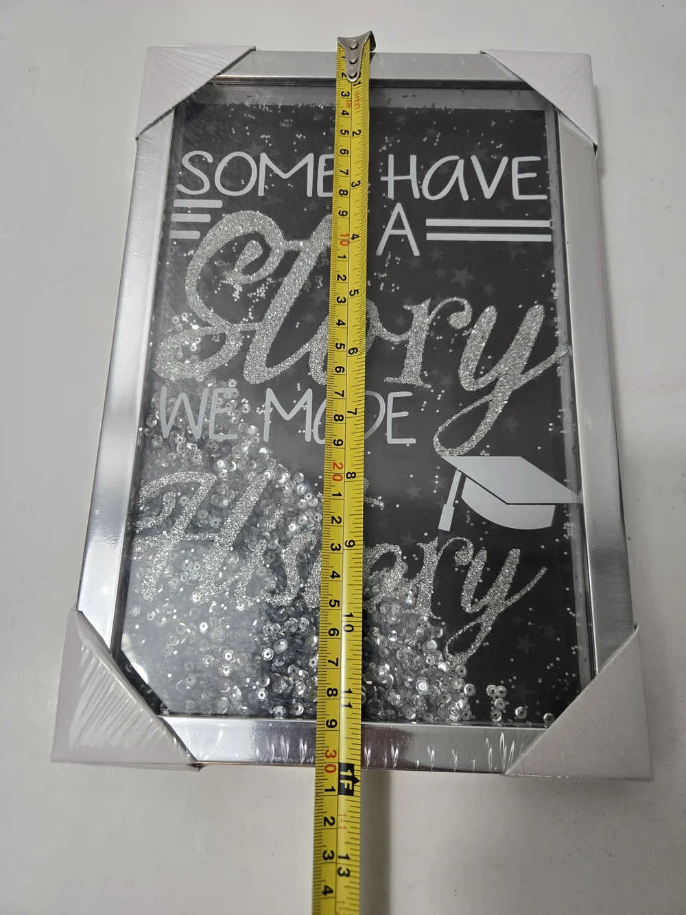 Silver Glitter 'Some Have a Story We Made History' Graduation Frame